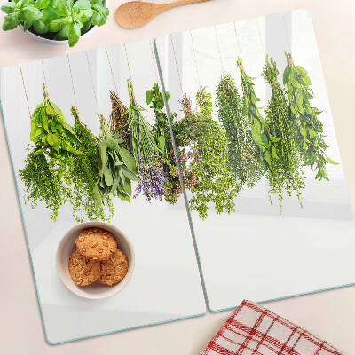 Snijplanken glas Kruiden hangen aan een touwtje