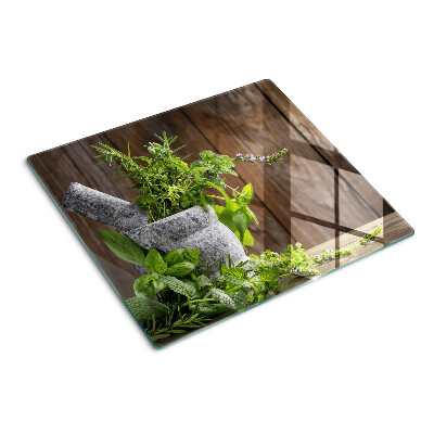 Glazen snijplanken Kruiden in een pot
