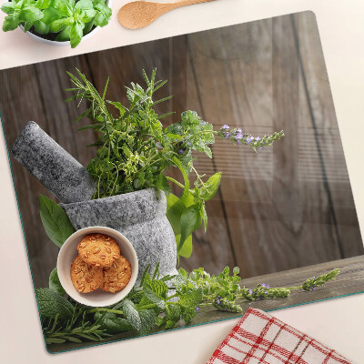 Glazen snijplanken Kruiden in een pot