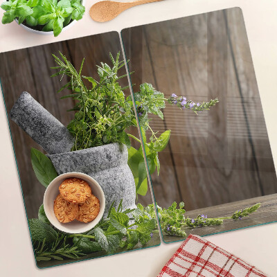 Glazen snijplanken Kruiden in een pot