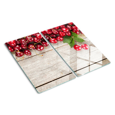 Snijplanken glas Kersen op een houten achtergrond