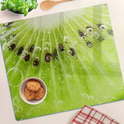 Glazen snijplanken Kiwi met waterdruppels