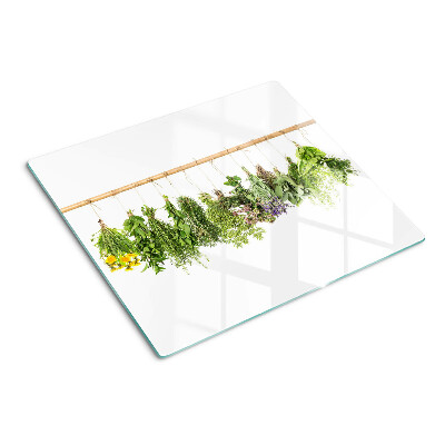 Snijplanken glas Gedroogde kruiden aan een touwtje