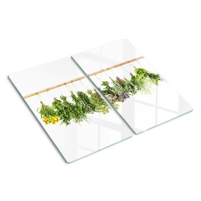 Snijplanken glas Gedroogde kruiden aan een touwtje