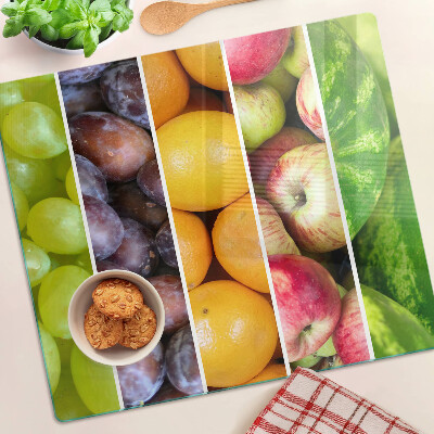 Glazen snijplanken Fruit in regenboogkleuren
