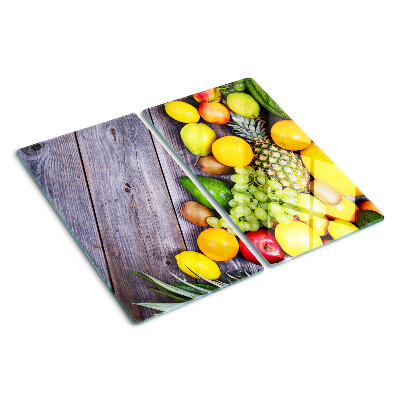 Glazen snijplanken Fruit op een houten achtergrond