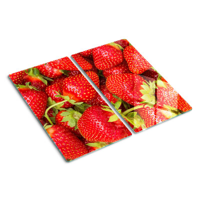 Snijplanken glas Aardbeien op de achtergrond