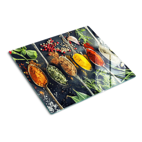 Snijplanken glas Specerijen in lepels