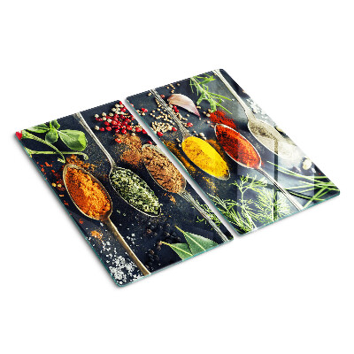 Snijplanken glas Specerijen in lepels