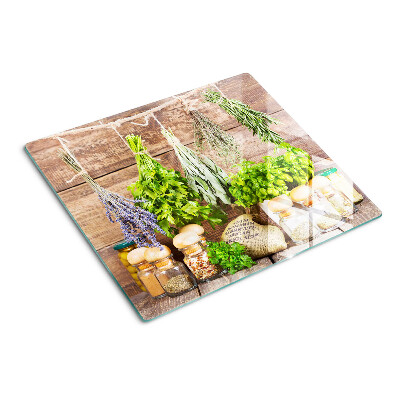 Glazen snijplanken Kruiden en specerijen in de keuken