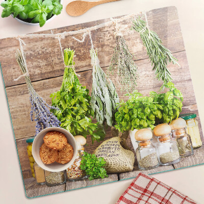Glazen snijplanken Kruiden en specerijen in de keuken