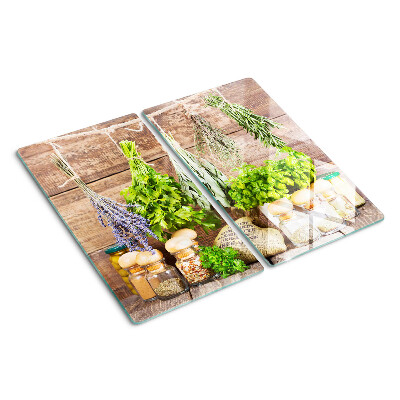 Glazen snijplanken Kruiden en specerijen in de keuken