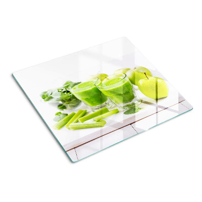Snijplanken glas Groene smoothie en verse ingrediënten