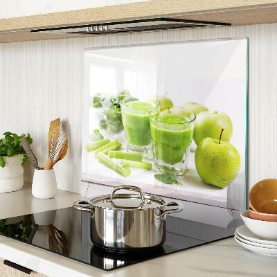 Snijplanken glas Groene smoothie en verse ingrediënten