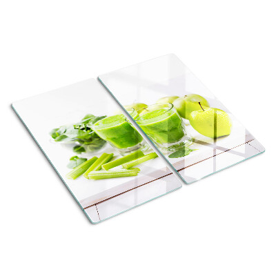 Snijplanken glas Groene smoothie en verse ingrediënten