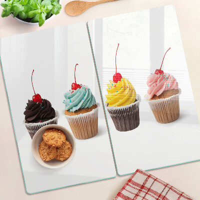 Glazen snijplanken Cupcake met slagroom en kers