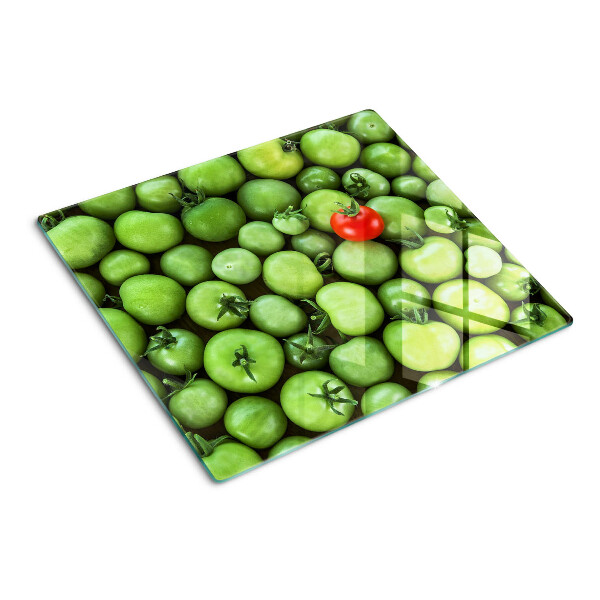 Glazen snijplanken Groene tomaten met een rood accent