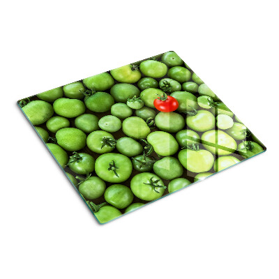Glazen snijplanken Groene tomaten met een rood accent