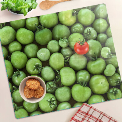 Glazen snijplanken Groene tomaten met een rood accent