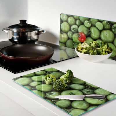 Glazen snijplanken Groene tomaten met een rood accent
