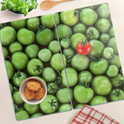 Glazen snijplanken Groene tomaten met een rood accent