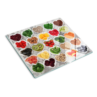 Snijplanken glas Fruit en groenten in harten