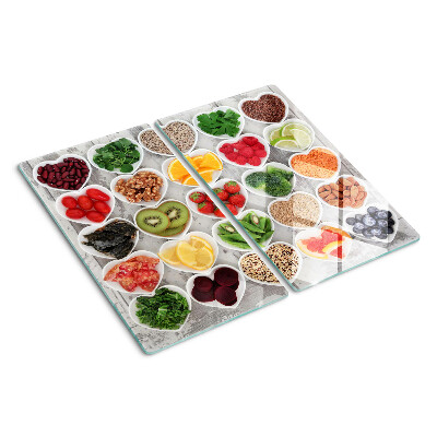 Snijplanken glas Fruit en groenten in harten
