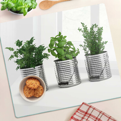 Snijplanken glas Planten in metalen potten
