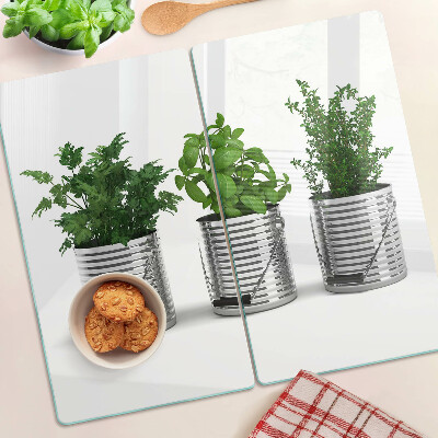 Snijplanken glas Planten in metalen potten