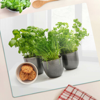 Snijplanken glas Kruiden in potten