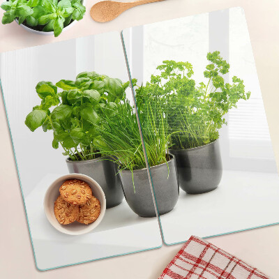 Snijplanken glas Kruiden in potten