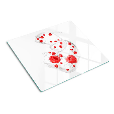 Snijplanken glas Frambozen bubbels in water