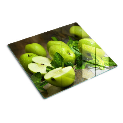 Glazen snijplanken Groene appels met munt