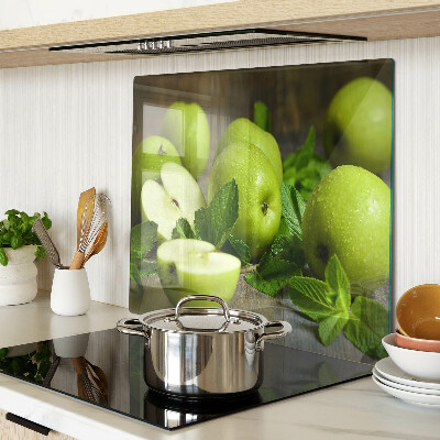 Glazen snijplanken Groene appels met munt