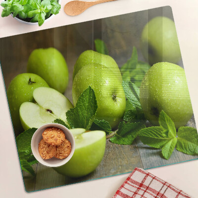 Glazen snijplanken Groene appels met munt