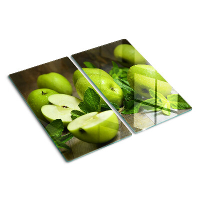 Glazen snijplanken Groene appels met munt