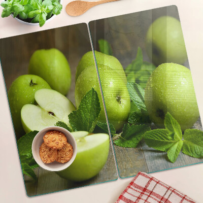 Glazen snijplanken Groene appels met munt