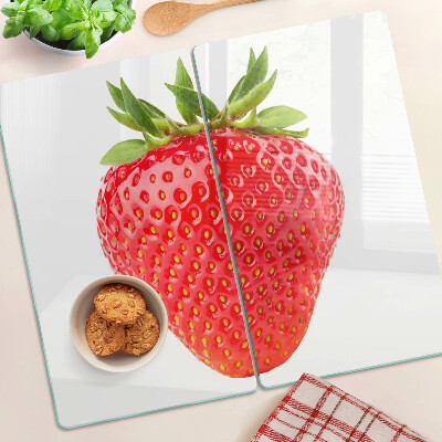 Glazen snijplanken Aardbei op witte achtergrond