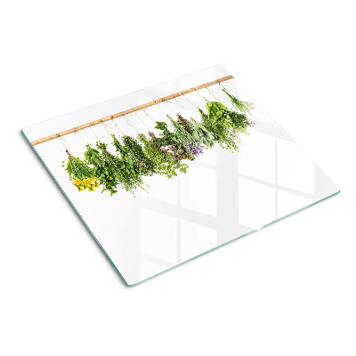 Snijplanken glas Gedroogde kruiden aan een touwtje