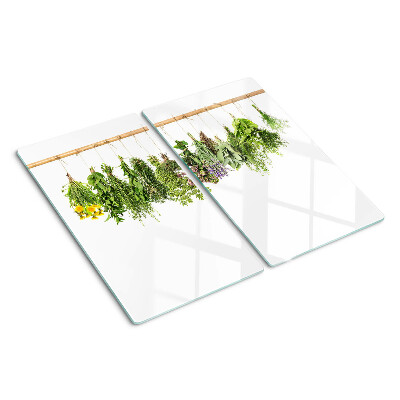 Snijplanken glas Gedroogde kruiden aan een touwtje