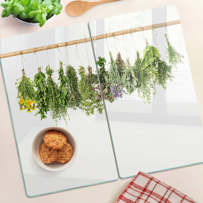 Snijplanken glas Gedroogde kruiden aan een touwtje