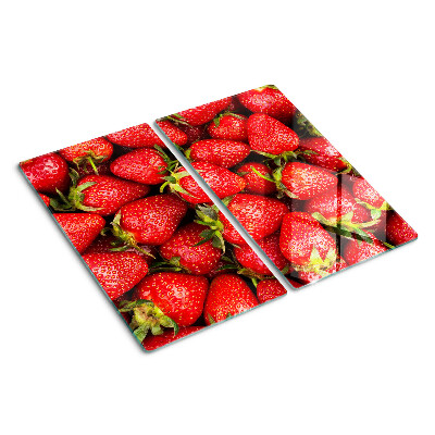 Glazen snijplanken Aardbeien op een rode achtergrond