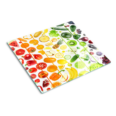 Snijplanken glas Groenten en fruit in regenboogkleuren