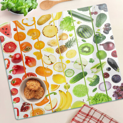 Snijplanken glas Groenten en fruit in regenboogkleuren