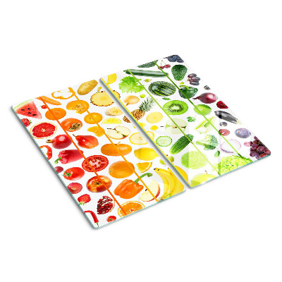 Snijplanken glas Groenten en fruit in regenboogkleuren