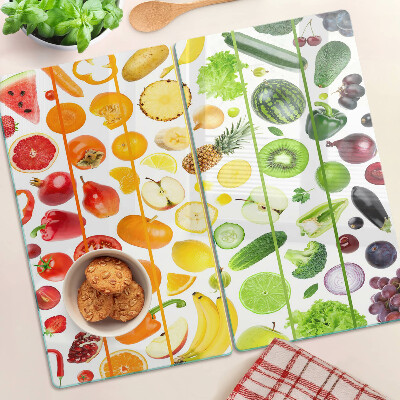 Snijplanken glas Groenten en fruit in regenboogkleuren