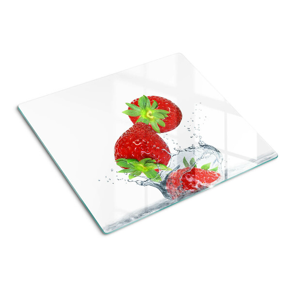 Snijplanken glas Aardbeien in water