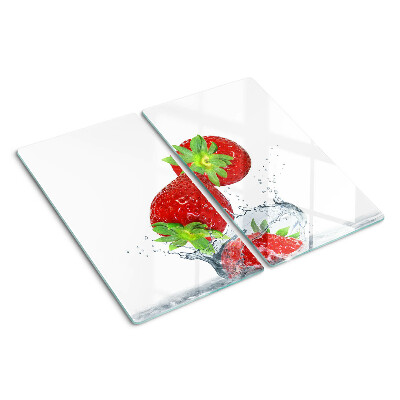 Snijplanken glas Aardbeien in water