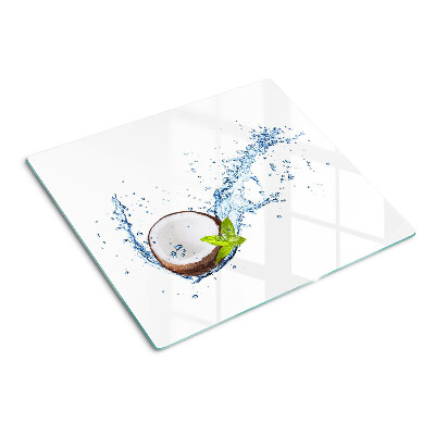Snijplanken glas Kokosnoot met water en munt