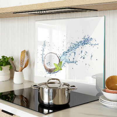 Snijplanken glas Kokosnoot met water en munt